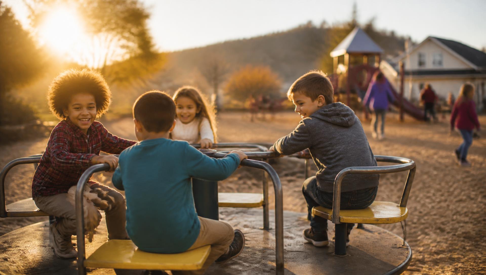 Children playing together on a neighborhood playground